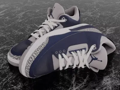 NIKE AIR JORDAN 3 RETRO 3D SHOES 3D model