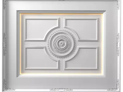 Ceiling classic coffered illuminated Modern Art Deco style 3D model