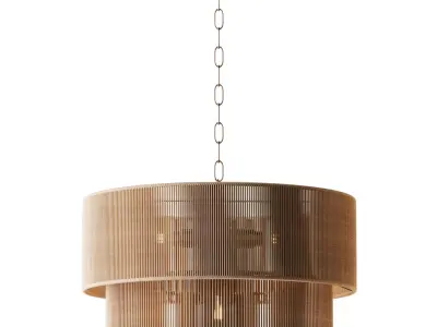 5-Lights Hand-Woven Rattan Pendant Light 3D model