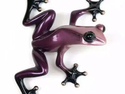 Glossy Purple Frog Wall Sculpture Artistic Metal Animal Decor Low-poly 3D model
