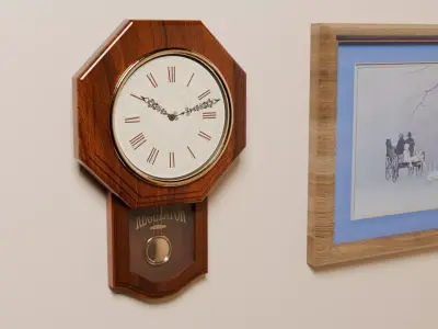 Classic Retro Regulator Wood Wall Clock Low-poly 3D model
