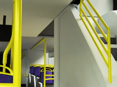 Lowpoly City Bus with interior Low-poly 3D model Low-poly 3D model