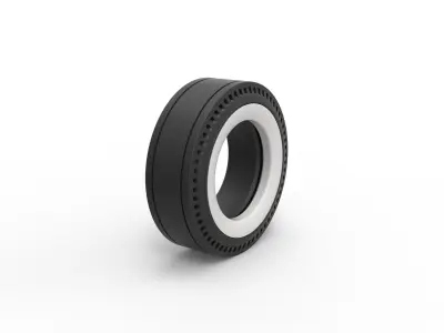 Whitewall rear tire of vintage dragster Version 3 Scale 1 to 25 3D print model