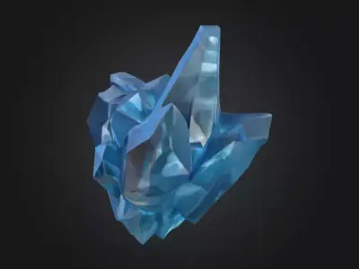 Blue Crystal Cluster Low-poly 3D model