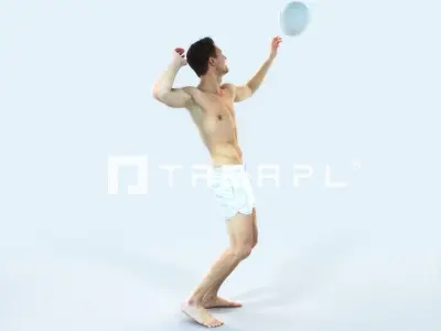 Virtue 04M Beach Serving Sports Man Low-poly 3D model