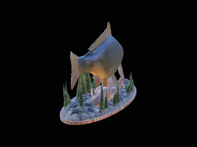 BIG CARP 2 UNDERWATER STATUE DETAILED TEXTURE FOR 3D PRINTING 3D print model