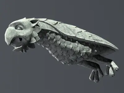 Waterspout Gargoyle Owl Parrot Low-poly 3D model