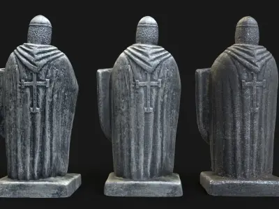 3D Knight statue Low-poly 3D model
