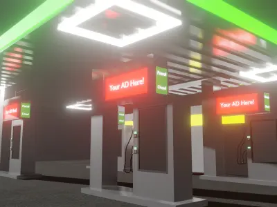 GameReady Stylized Gas Station  Low Poly 3D Environment Asset Free low-poly 3D model