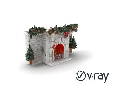 Festive Fireplace Mantel Holiday Ambiance model pack Low-poly 3D model