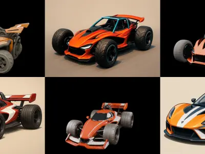 Gt one Car bundle 6 pack 100 glb 3D model