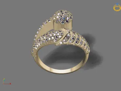 STL 3DM Print Ready Women Diamond Ring Lightweight Printable  3D print model 44