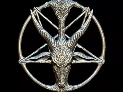 Medallion depicting the deity baphomet file STL OBJ  3D printers 3D print model