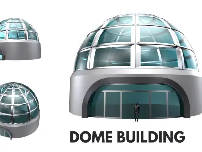 Architectural Dome Building Rectangular Divisions Structure 3D model