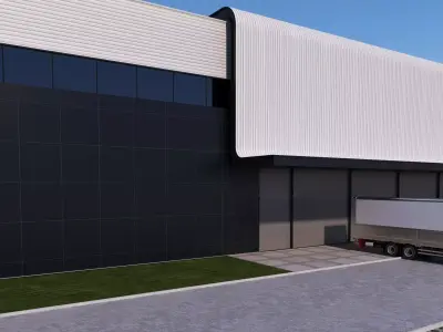 Industrial Building Factory 15 Low-poly 3D model