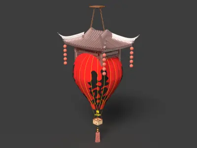 Chinese palace lantern   Low-poly 3D model