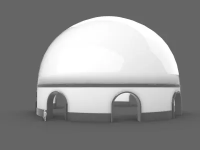 Dome Pavilion with Solid Dome with Top Opening v4 3D model