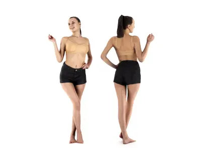 Sexy woman in nude top 55 Low-poly 3D model
