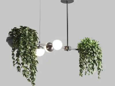 pot light pendant  plant light hanging 03 3D model