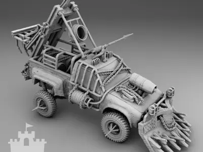 Apocalyptic pickup truck 3D print model