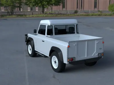 Land Rover Defender 90 Pick Up w interior HDRI 3D model