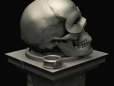 Green Lanter Skull on pedestal 3D print model