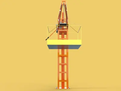 MINI TOWER CRANE MOTOR WINCH SWIVEL LIFTING ENGINE HOIST JIB TON 3D model