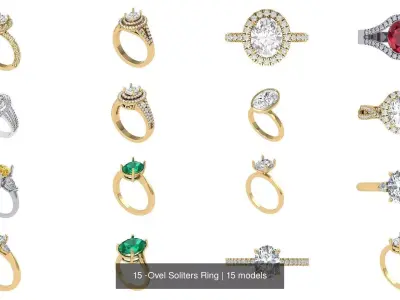 15 -Ovel Soliters Ring 3D Model Collection