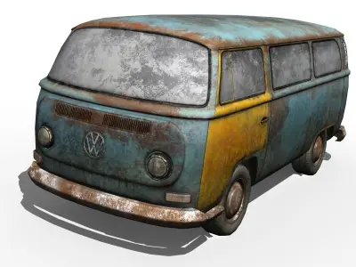  Rusted volks T2  Low-poly 3D model