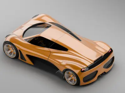 Racing Concept Car - Mid Poly 3D Model with Base Interior Low-poly 3D model
