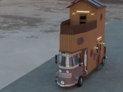 Caravan Truck  House Low-poly 3D model Low-poly 3D model