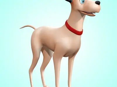 Cartoon Cute Dog Low-poly 3D model