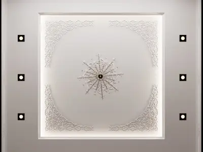 Classic Gypsum Ceiling with Luxurious Decorative Elements 3D model