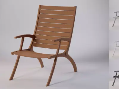 Classic wooden lounge chair 63x94x100 Low-poly 3D model