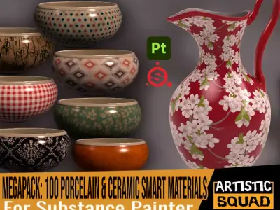 100 Porcelain and Ceramic smart materials for Substance Painter Texture