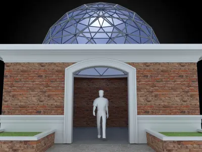  Dome 12x incl base structure with entry opening 3D model