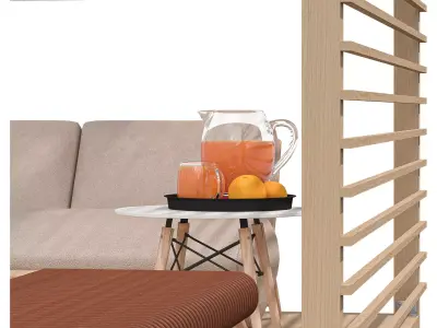 Pergola 3D Scene - Modern Outdoor Lounge and Dining Area Low-poly 3D model