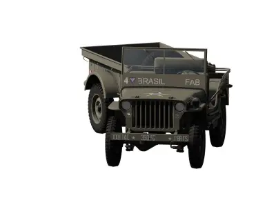 WW2 jeep with trailer 3D model