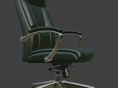 Dark Green Leather Executive Office Chair High Detail 3D Model 3D model