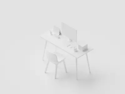 Workkspace desk and chair mockup 3D model