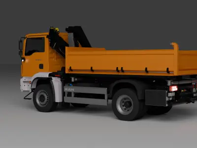 MAN TGM 18320 dump truck with crane 3D model