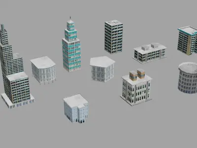 Buildings Exterior lowpoly pack Low-poly 3D model
