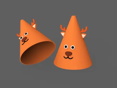 Funny Animal Birthday Hats for Childrens Collection 01 Low-poly 3D model