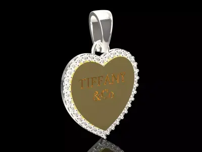 Paved Heart Disc jewelry stl 3dm Pendant model jp0374 3D print model