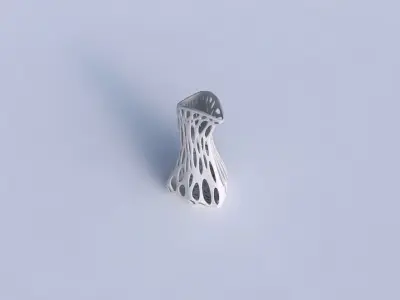 Vase puffy bent triangle with relaxed organic lattice 3D print model