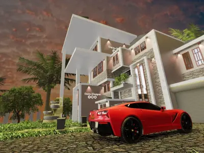 modern house  Low-poly 3D model