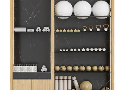 A set of yoga and fitness equipments 3D model