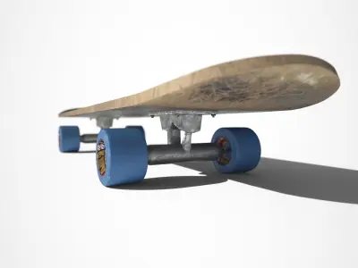 PBR Old Skateboard Low-poly 3D model