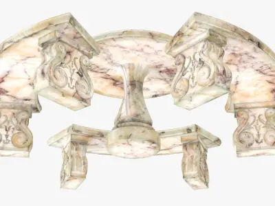 Garden stone furniture set 3D model