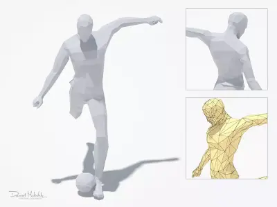 Football Man Sport Pose Low-poly 3D model